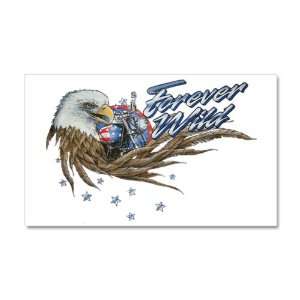 38.5 x24.5 Wall Vinyl Sticker Forever Wild Eagle Motorcycle and US 