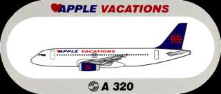AIRBUS A320 STICKER APPLE VACATIONS EXTREMELY RARE !!! Photo 1