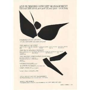  1962 Ann Summers Management Chamber Music Artists Print Ad 