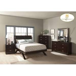 D158 1313 1+4+5 Astrid Collection Espresso Bedroom Set (Queen Size Bed 