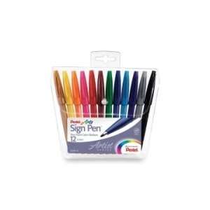  Pentel Sign Pen   Assorted Ink Colors   PENS52012 Office 