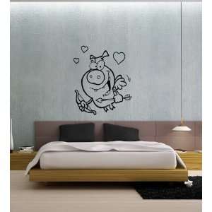  FUNNY CUPID PIG HEARTS LOVE ST.VALENTINES DAY WALL VINYL 