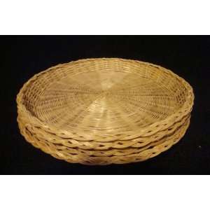  Set of 4 Wicker Picnic Plate Holders Paperplate Holders 