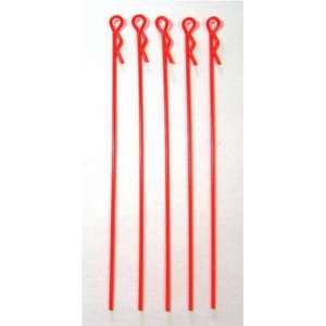  EXTRA LONG BODY CLIP 1/10   FLUORESCENT RED   5PCS 