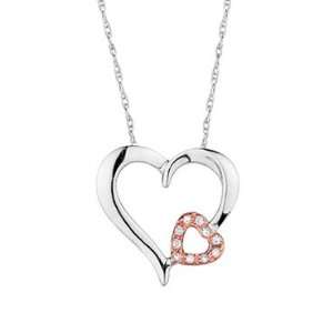  Two Tone Diamond Heart Pendant: Jewelry