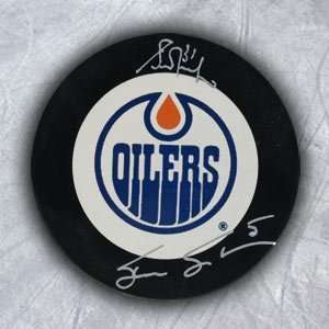   FUHR & STEVE SMITH SIGNED Oilers Own Goal Puck Sports Collectibles