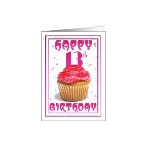  13th Birthday, cake stars pink, cup cake Card: Toys 