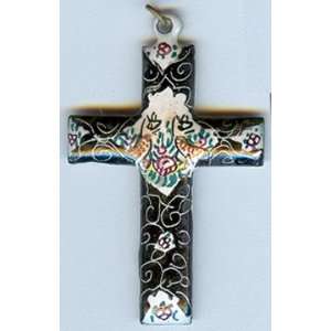  1459 Persian Hand Painted Christian Cross Mina Karee 