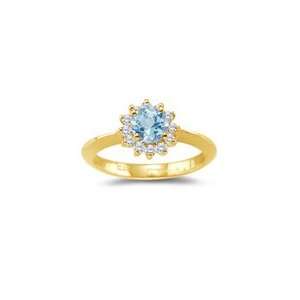  Cts Diamond & 2.50 Cts Aquamarine Ring in 18K Yellow Gold 8.5: Jewelry