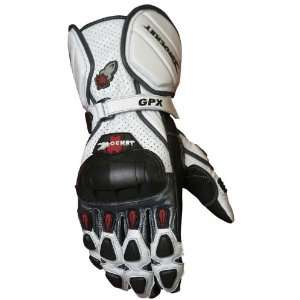   Mens Leather Motorcycle Gloves White/Gunmetal/Black Small S 656 1702
