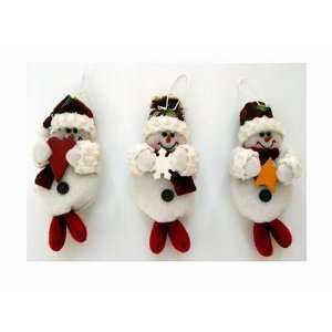  6 Fabric Snowman Hanging Ornaments (3 Pcs. Set): Home 