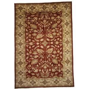  121 x 176 Red Hand Knotted Wool Ziegler Rug: Furniture 