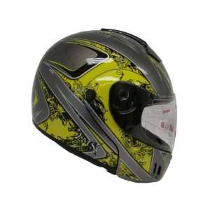  TMS Yellow Feather Modular Flip up Full Face Motorcycle 