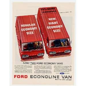  1965 Ford Regular & Giant Econoline Van Vans Print Ad 