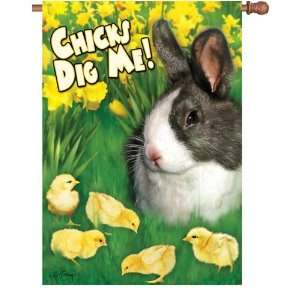  Chicks Dig Me Easter House Flag Patio, Lawn & Garden