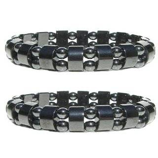 Set Of 2 Mens/Womens Hematite Metal Magnetic Therapy Bracelets S15C3 