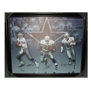  Emmitt Smith /michael Irvin & Troy Aikman Signed Canvas 