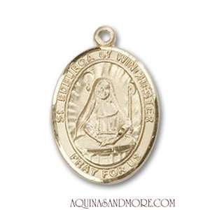  St. Edburga of Winchester Small 14kt Gold Medal: Jewelry