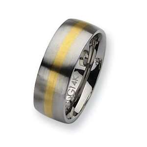  Stainless Steel 14k Gold Inlay 8mm Satin Band SR1 10 
