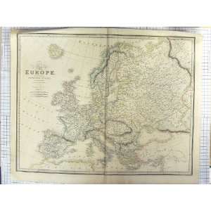   : ANTIQUE MAP c1870 EUROPE BRITAIN FRANCE SPAIN ITALY: Home & Kitchen