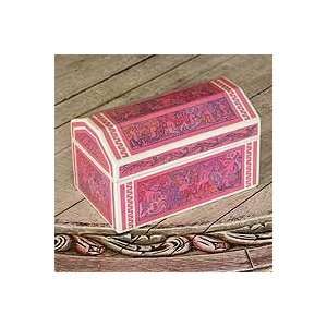 NOVICA Wood decorative box, Pink Party Animals Home 