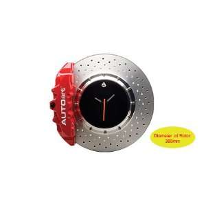 Autoart Brake Disc Clock 8 pot Red Caliper w/ Silver Anodized Center 