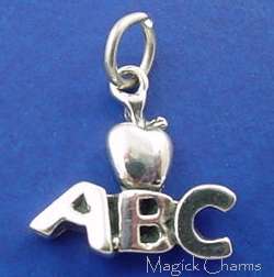 Sterling Silver ABC APPLE School TEACHER Charm  