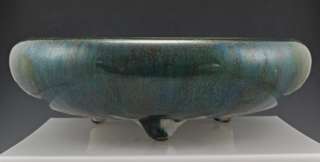 Great Vintage Japanese? Studio Art Pottery Bowl Thick Green & Blue 