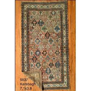  3x7 Hand Knotted Karabagh Caucasian Rug   38x71