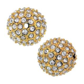 Beadelle Crystal 12mm Round Pave Bead   Gold Plated / Crystal (1 Piece 
