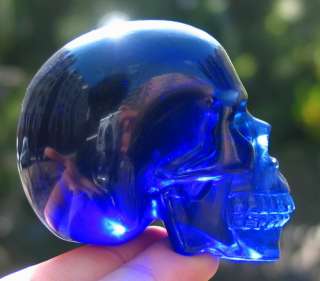 Deep Blue Obsidian Carved Crystal Skull/Head Healing, Crystal Healing 