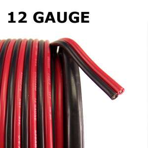 25 FT 12 AWG GAUGE ZIP WIRE RED BLACK STRANDED COPPER POWER GROUND 