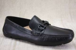 Salvatore Ferragamo Mens Daverio Black Leather Driving Loafers Shoes 9 