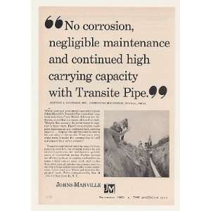    Manville Transite Water System Pipe Print Ad (45137)