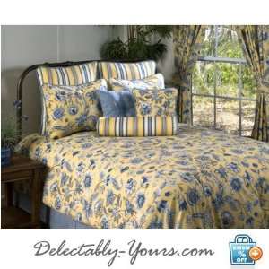   Yellow & Blue Floral Bedding 3 Pc Twin Comforter Set