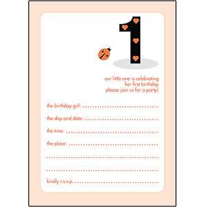   of 10 Childrens Birthday Party Invitations, 1 Year Old Girl   BPIF 07