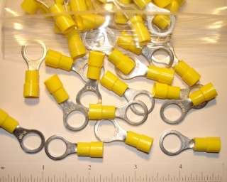 100 pc YELLOW RING TERMINALS 12 10 GAUGE WIRE 3/8 STUD  