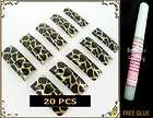 20PCS False Nails French manicure Fake leopard Print black gold Nail 