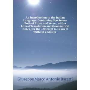   to Learn It Without a Master . Giuseppe Marco Antonio Baretti Books