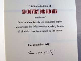 Cormac McCarthy SIGNED 1st LTD No Country For Old Men  