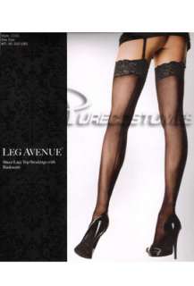Leg Avenue Sheer Thigh High Stockings Back Seam Lace  