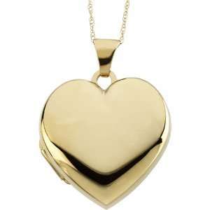  22.5X22.25 14K Yellow Gold Domed Heart Plain Locket 