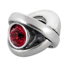  Avedon Polished Sterling Silver Design with Red Crystal 