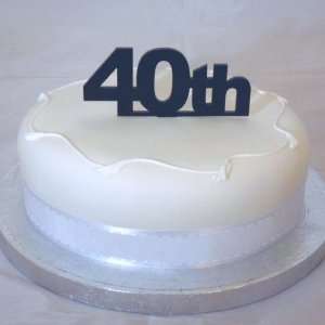 40th Cake Topper 6cm (2.5inch) Black Solid Acrylic (Overall size 10cm 