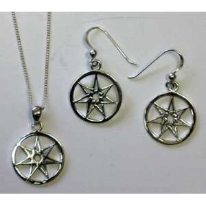  7 Pointed Star Necklace & Earrings Set