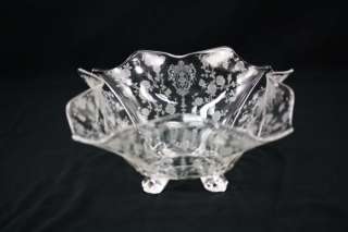 Cambridge Rose Point Crystal 12 4 footed Bowl #3400/160.  