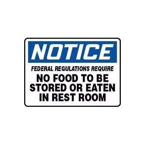 NOTICE FEDERAL REGULATIONS REQUIRE NO FOOD TO BE STORED OR 