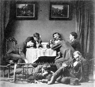 Photo 1870s College Students   Drunk & Smoking Cigars, Passing Out 