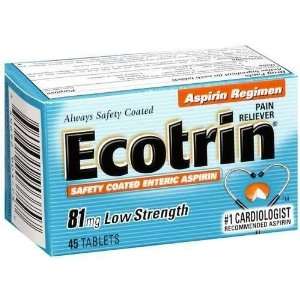  Ecotrin Low Strength Aspirin 81 mg 45 Count Health 