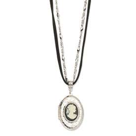 New 1928® Silver tone Cameo Locket on 16 Cord Necklace  